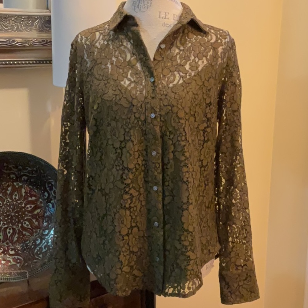 J Crew Lace Button-down with Matching Camisole